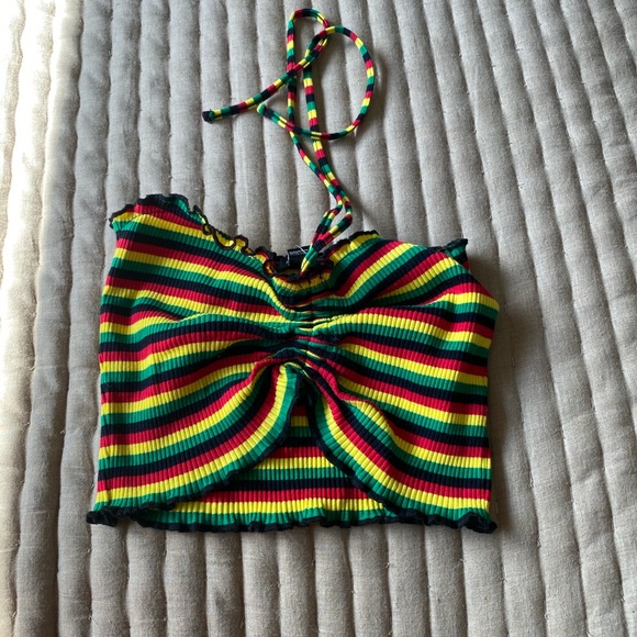 BRAND NEW Rasta Crop Top / halter top  ❤️💛💚🇧🇴 - Picture 1 of 5